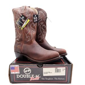 Double-H 2282 AG7 Work Western Boots Mens 11.0 D Brown Leather NWT USA Steel Toe